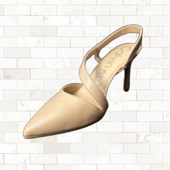 Calvin Klein Shoes - Calvin Klein Tan Strapped Short Kitten Heels Size 7